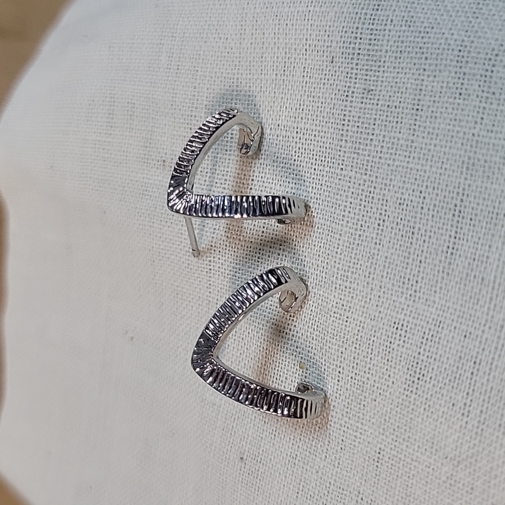 Textured Huggie Stud Earrings, Choice of Color - Picture 4 of 5